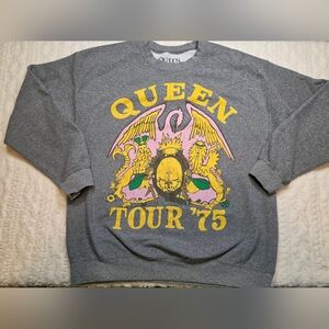 Queen Tour '75 Official Merch Graphic Sweatshirt Gray XS/S